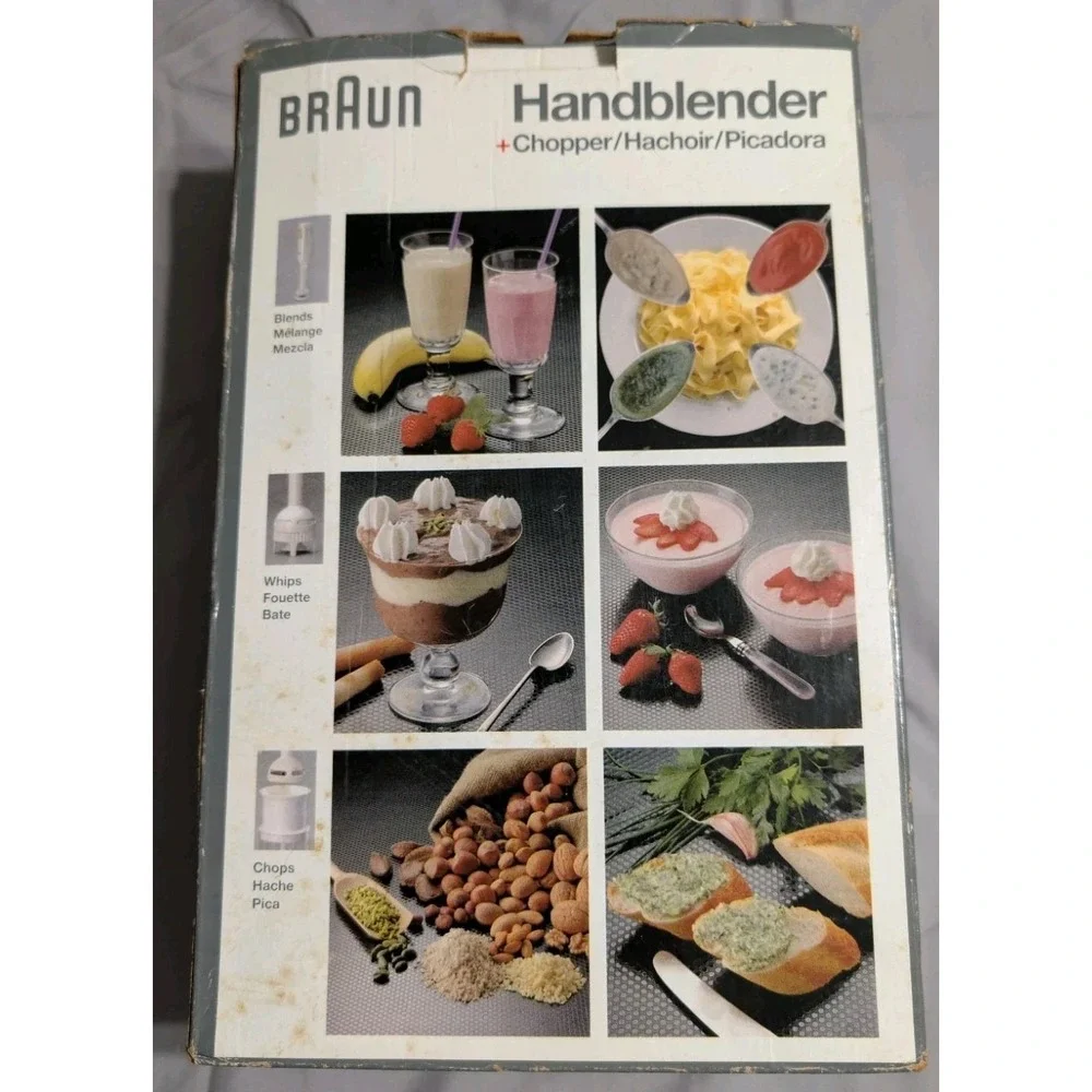 VTG Braun MR370 Hand Blender Immersion Stick + Chopper Attachment Tested w/ Box - Picture 10 of 10